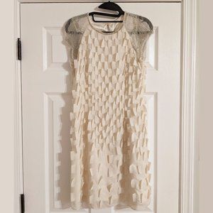 String Beads Shoulder, White Mini Dress
